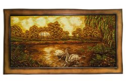 Landscape “Swan family on a forest pond”