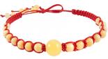 Amulet beads with red thread and light amber balls