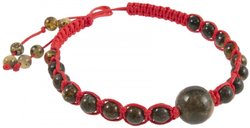 Amulet beads with a red thread and greenish amber balls