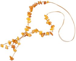 Braided beads made of polished amber stones of honey color