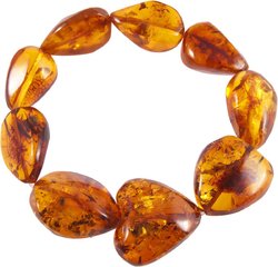 Bracelet made of amber stones in the shape of a heart and a drop