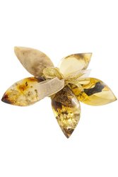 Flower brooch “Amber with inclusions”