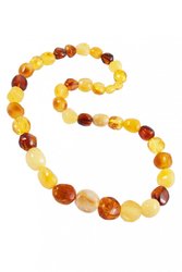 Beads made of multi-colored amber stones “Crumpled Cherry”
