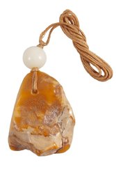 Бурштиновий камінь-кулон на воскованій мотузці