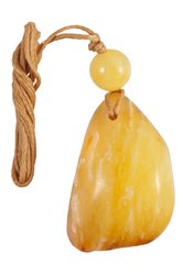 Amber pendant on wax thread
