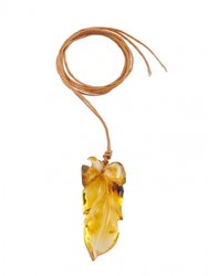 Pendant-figurine “Leaf” on a wax cord