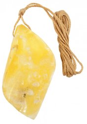 Figured amber pendant on a rope