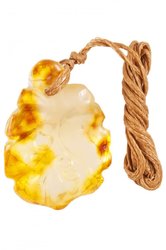 Amber pendant “Leaf with dew”