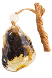 Amber pendant on a cord “Rose”