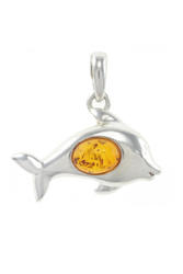 Silver pendant with amber