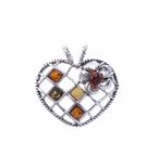 Кулон с янтарем «Серебряное сердце»