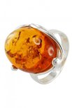 Серебряное кольцо с янтарным кабошоном «Клара»