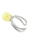 Срібний перстень з бурштиновою кулькою «Перлинка»
