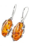Earrings with amber in a silver frame “Cherry blossom”