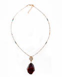 Silver necklace with amber, turquoise and moonstone "Livia"