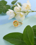 Silver ring with amber and gilding "Adela"