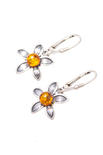 Silver earrings with amber “Amelie”
