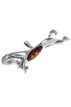 Silver pendant with amber “Gallop”