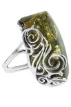 Срібний перстень з каменем бурштину «Таяна»
