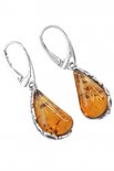 Silver earrings with amber “Amelia”