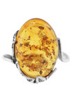 Срібний перстень з каменем бурштину «Політ метеликів»