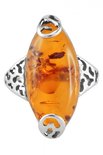 Перстень з бурштином в декоративній срібній оправі «Ембер»