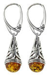 Silver earrings with amber “Annette”