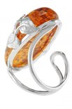 Кольцо с янтарем в оправе из серебра «Емира»