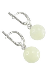Срібні сережки з підвісками з кульок бурштину «Перлинки»