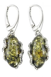 Earrings with amber stones in a silver frame “Cherry blossom”