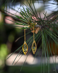 Silver earrings with amber and gold plating "Benita"