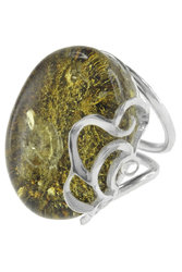 Срібний перстень з бурштином «Лінсі»