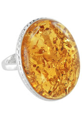 Серебряное кольцо с камнем янтаря «Муза»