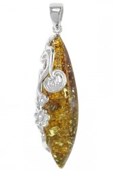 Silver pendant-amulet with amber “Athena”