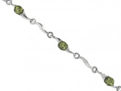 Серебряный браслет с зеленым янтарем «Принц»
