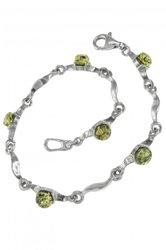 Срібний браслет з зеленим бурштином «Принц»