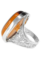 Срібний перстень з каменем бурштину «Тара»