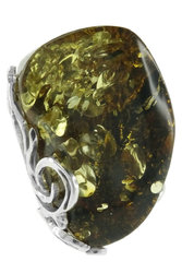 Срібний перстень з каменем бурштину «Таяна»