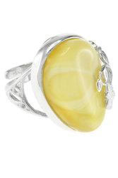 Перстень зі срібла з бурштином «Літній настрій»