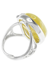 Перстень зі срібла з бурштином «Літній настрій»