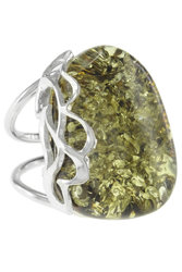 Срібний перстень з каменем бурштину «Лінсі»