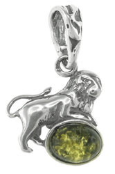 Кулон из янтаря в серебряной оправе «Лев»
