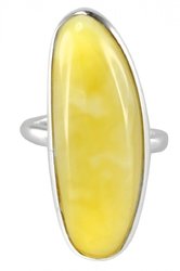 Серебряное кольцо с удлиненным камнем янтаря «Бритни»