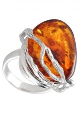 Кольцо с янтарем в серебряной оправе «Опра» 