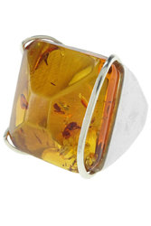 Silver ring with amber stone “Elina”