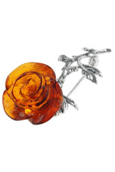 Срібна брошка «Троянда з бурштину»