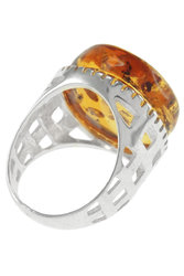 Срібний перстень з бурштином «Аврора»