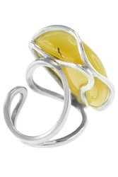 Срібний перстень з бурштином «Кейн»