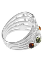 Срібний перстень з бурштином «Мелодія»