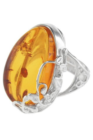 Серебряное кольцо с янтарем «Летнее настроение»